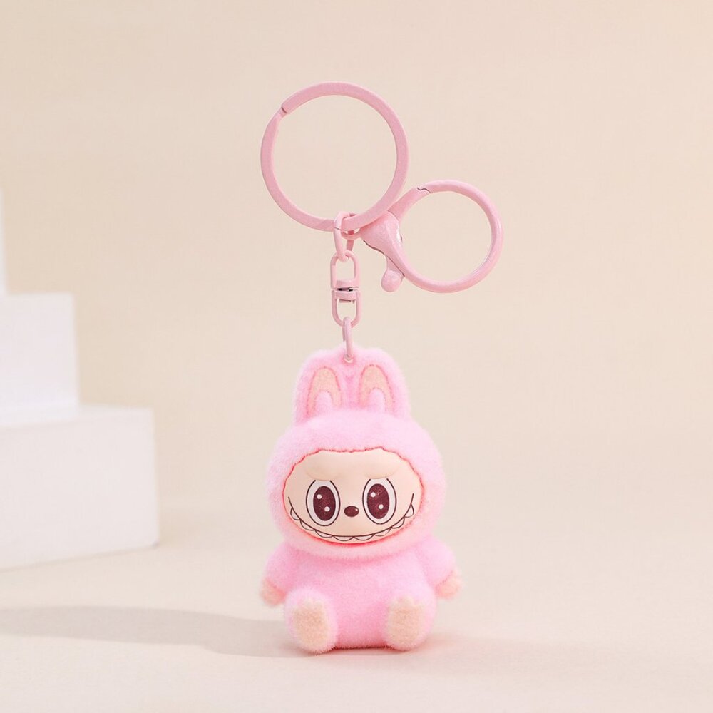 New Popular Hot! mini pink Mocha bunny Labubu Baby keychain dangeler figure